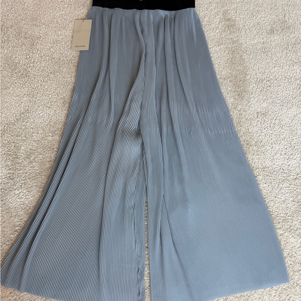 Zara Black and Blue Wide Leg Pants